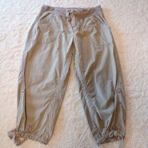 CALVIN KLEIN Women's Performance Capri Cotton Pant Adjustable Rope Lock Cuffs L